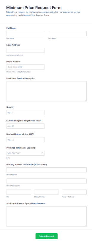 Minimum Price Request Form Template