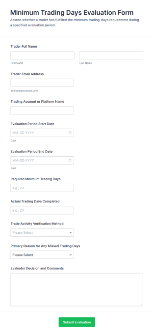 Minimum Trading Days Evaluation Form Template