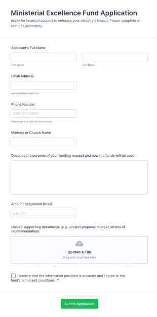 Ministerial Excellence Fund Application Form Template