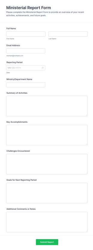 Ministerial Report Form Template