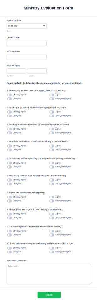 Ministry Evaluation Form Template