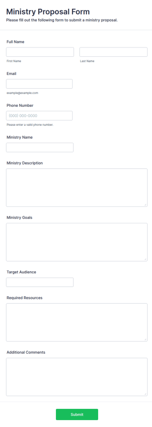 Ministry Proposal Form Template