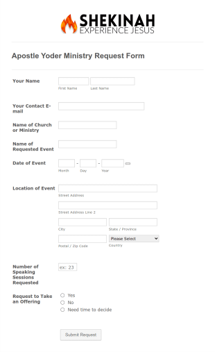 Ministry Event Request Form Template