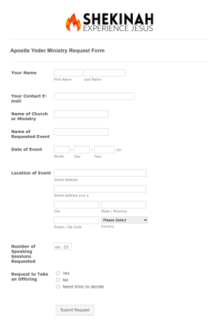 Ministry Event Request Form Template