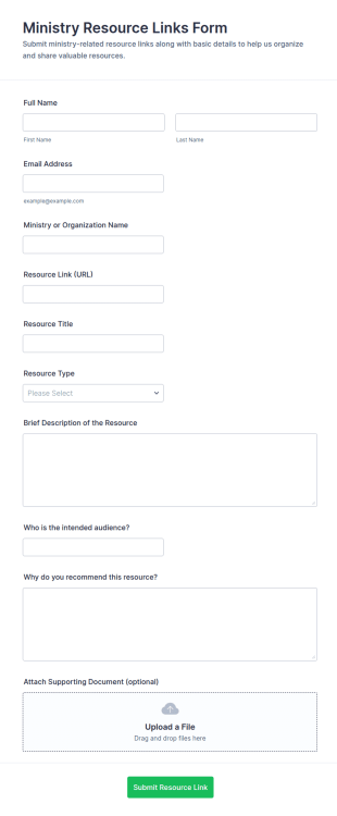 Ministry Resource Links Form Template