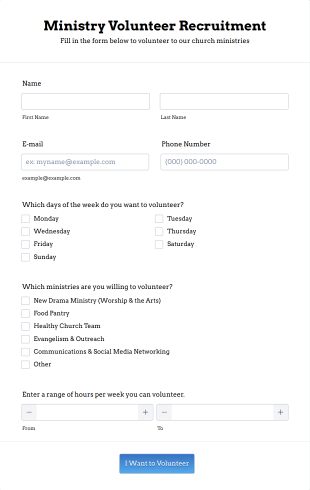 Ministry Volunteer Recruitment Form Template