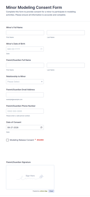 Minor Modeling Consent Form Template