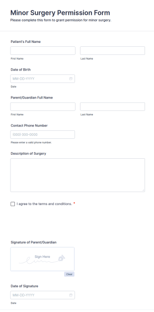 Minor Surgery Permission Form Template