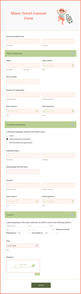 Minor Travel Consent Form Template