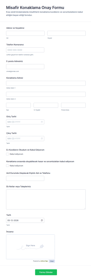 Misafir Onay Form Şablonu