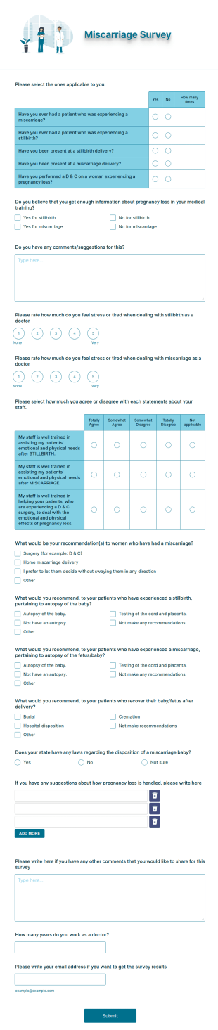 Miscarriage Survey Form Template