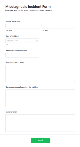 Misdiagnosis Incident Form Template