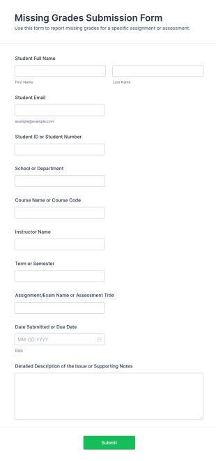 Missing Grades Submission Form Template