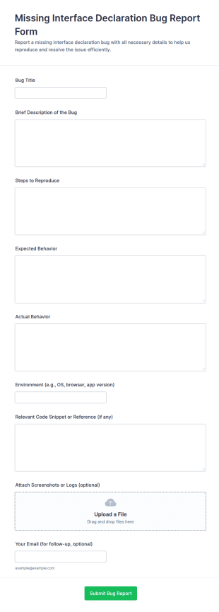 Missing Interface Declaration Bug Report Form Template
