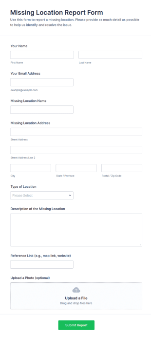 Missing Location Report Form Template