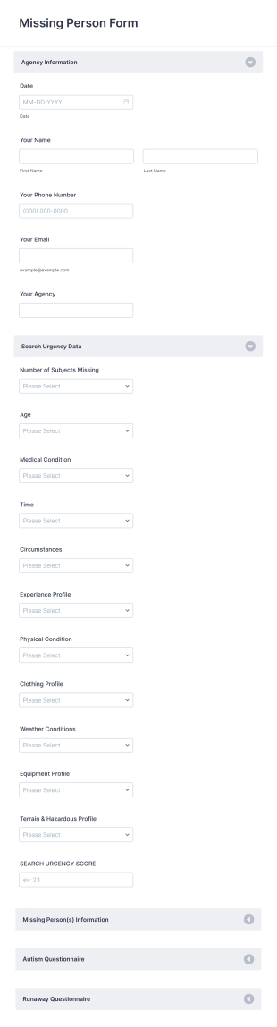 Missing Person Form Template