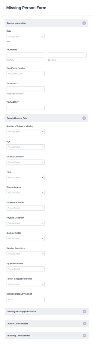 Missing Person Form Template