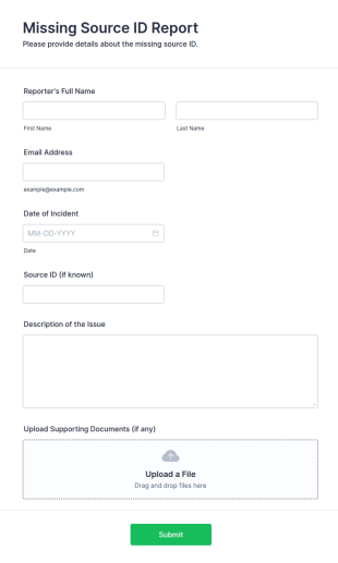 Missing Source ID Report Form Template
