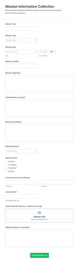 Mission Information Collection Form Template