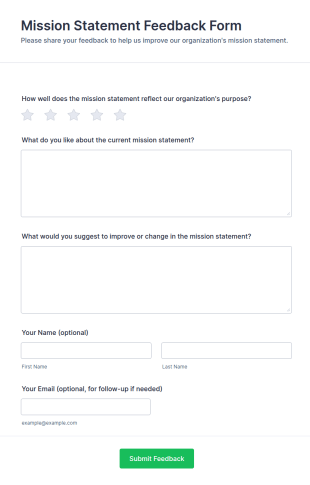 Mission Statement Feedback Form Template