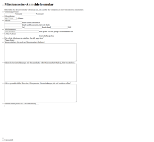 Missionsreise Anmeldeformular