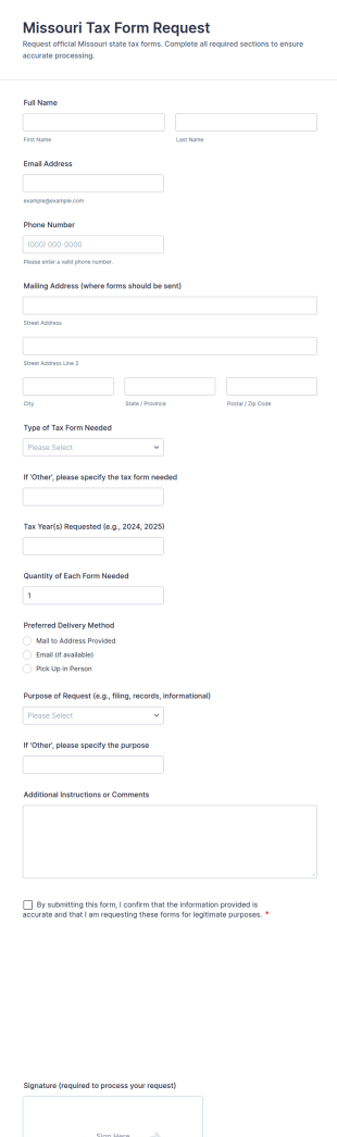 Missouri Tax Form Request