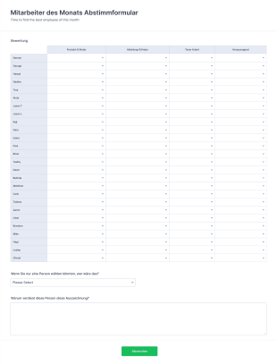Mitarbeiter Des Monats Abstimmformular Form Template