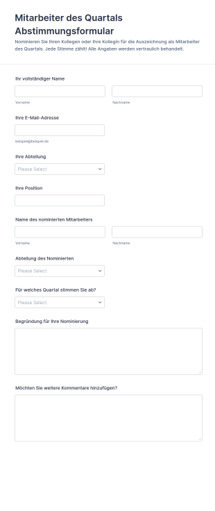 Mitarbeiter Des Quartals Abstimmungsformular
