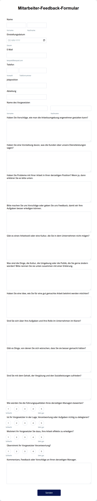 Mitarbeiter Feedback Formular