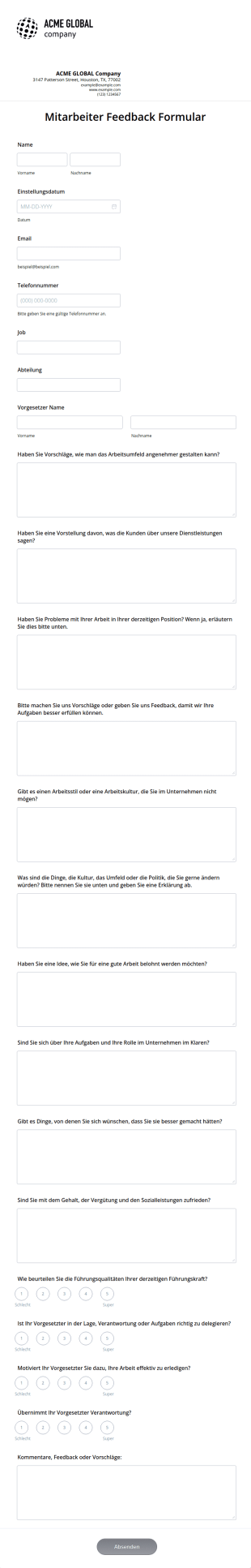 Mitarbeiter Feedback Umfrage