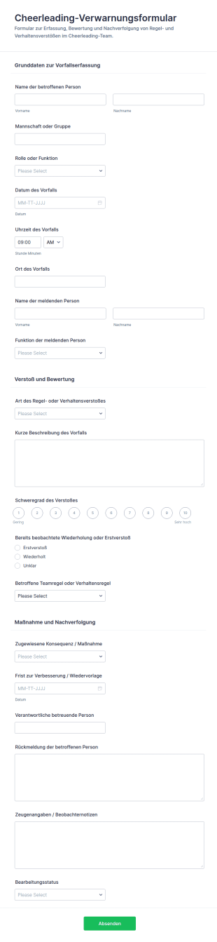 Mitarbeiter Fehlverhalten Beanstandungsformular