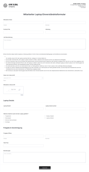 Mitarbeiter Laptop Einverständnisformular