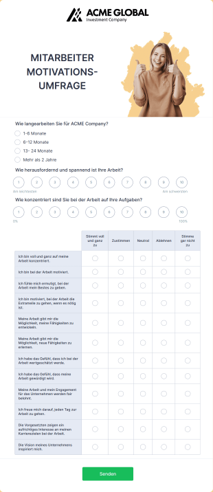 Mitarbeiter Motivations Umfrage Form Template