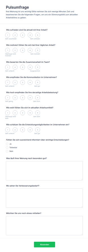 Mitarbeiter Pulse Umfrage