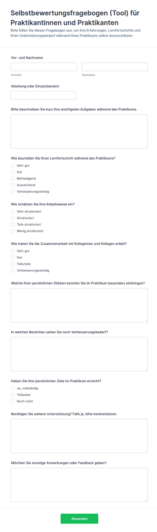 Mitarbeiter Selbstbewertungsbogen