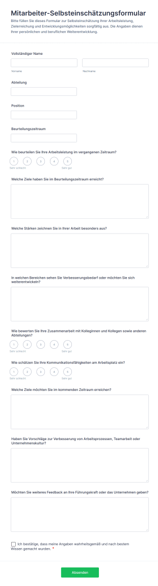 Mitarbeiter Selbsteinschätzungsformular