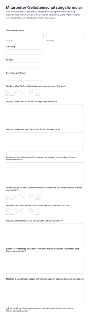 Mitarbeiter Selbsteinschätzungsformular