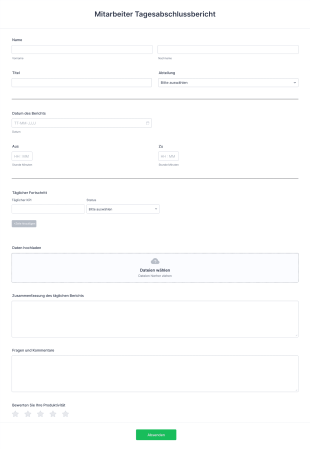 Mitarbeiter Tagesabschlussbericht Form Template