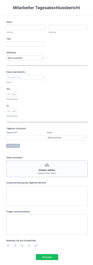 Mitarbeiter Tagesabschlussbericht