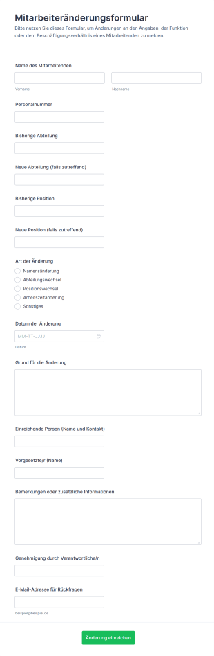 Mitarbeiteränderungsformular