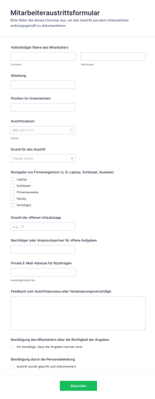 Mitarbeiteraustrittsformular