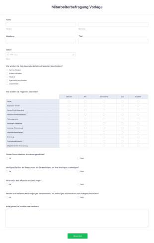 Mitarbeiterbefragung Vorlage Form Template
