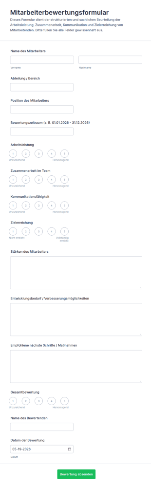 Mitarbeiterbeurteilungsbogen