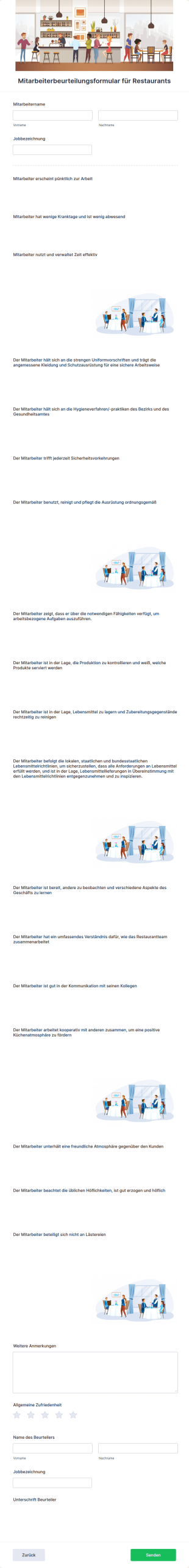 Mitarbeiterbeurteilungsformular Für Restaurants