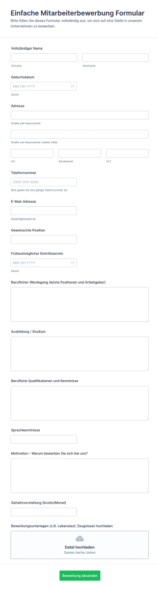 Mitarbeiterbewerbungsformular