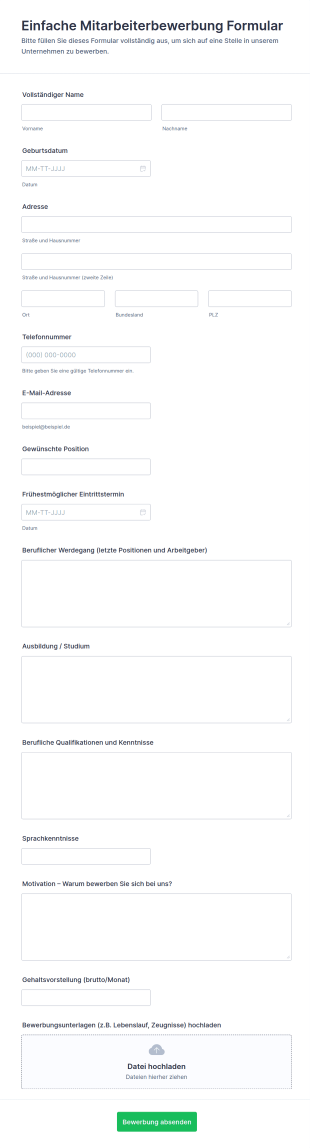 Mitarbeiterbewerbungsformular