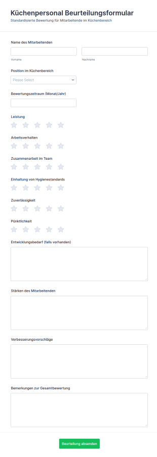 Mitarbeiterbewertungsumfrage Für Küchenpersonal