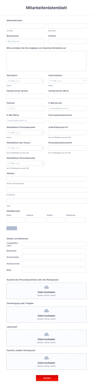 Mitarbeiterdatenblatt