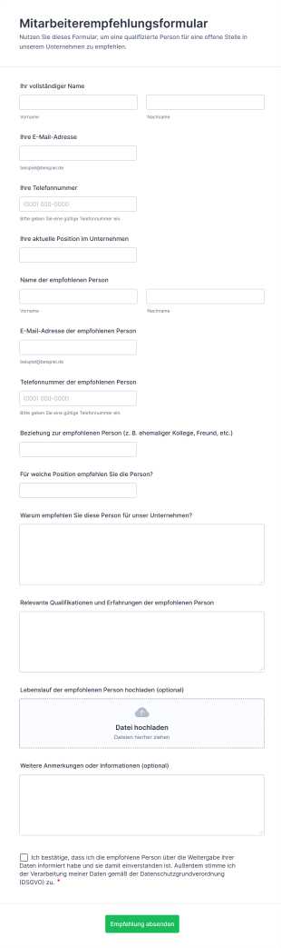 Mitarbeiterempfehlungsformular