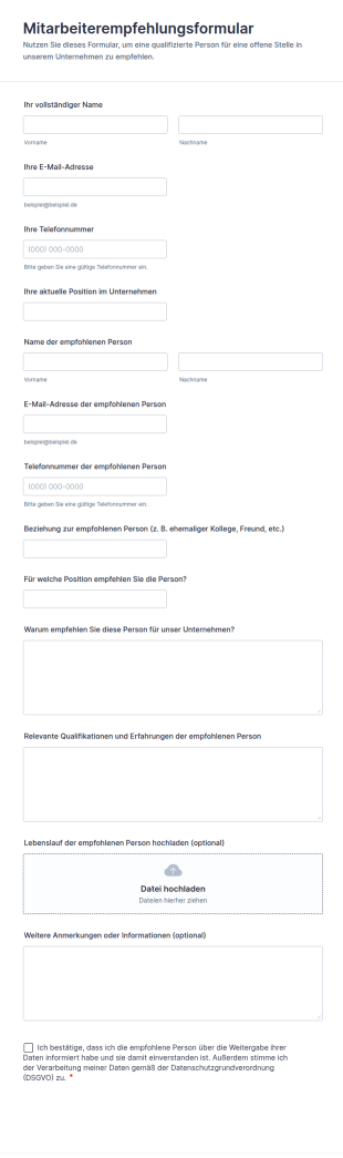 Mitarbeiterempfehlungsformular
